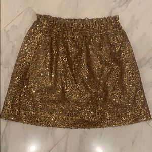 J Crew Gold Sequin Mini Skit
